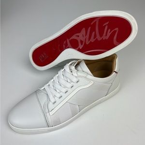 Louboutin Retro style white sneaker, Elastikid Donna Flat Calf,